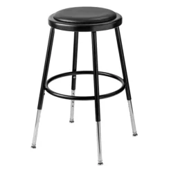 NPS Adjustable Height Vinyl Padded Stool; Black/Black