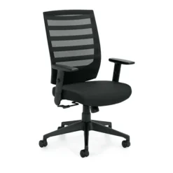 Global Offices To Go™ High-Back Mesh Fabric Management Chair, Black, Adjustable Arms (OTG11920B)