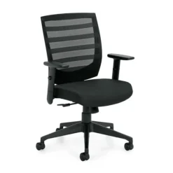 Global Offices To Go™ Mid-Back Mesh Fabric Management Chair, Black, Adjustable Arms (OTG11921B)