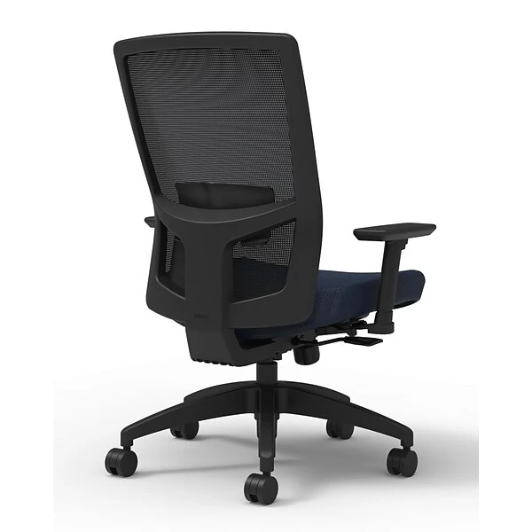 Union & Scale Workplace2.0™ Fabric Task Chair, Navy, Adjustable Lumbar, 2D Arms, Synchro Seat Slide