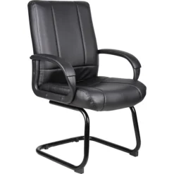 Boss Caressoft Leather Guest Chair, Black (B7909)