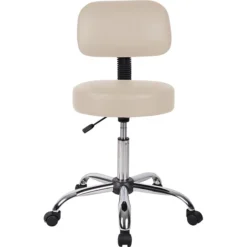 Boss® Caressoft™ Faux Leather Doctor's Stool With Back, Beige