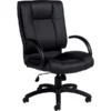 Global Offices To Go® Luxhide® Exec High-Back Chair, Bonded Leather, Black, Seat: 21"x18", Back: 21"x25"