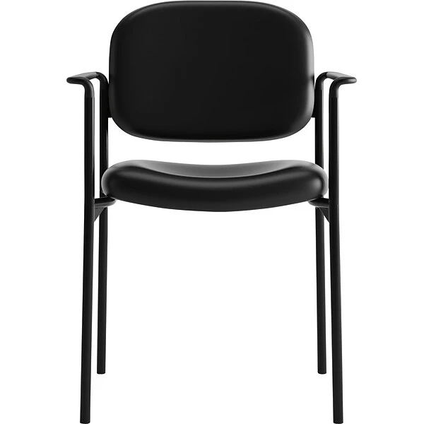 HON Scatter Stacking Guest Chair, Fixed Arms, Black SofThread Leather NEXT2018 NEXT2Day - Image 2