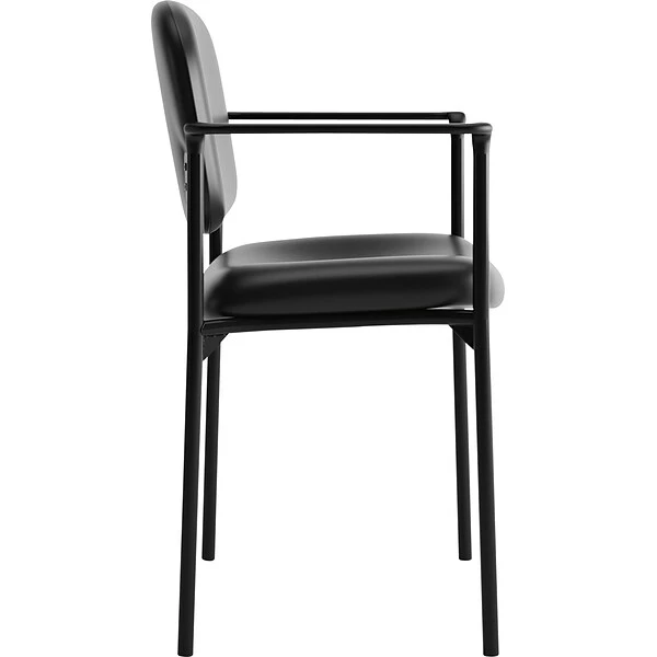 HON Scatter Stacking Guest Chair, Fixed Arms, Black SofThread Leather NEXT2018 NEXT2Day
