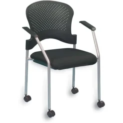 Raynor Eurotech Fabric Seat Breeze 4 Leg Side Chair, With Caster, Grey, 2/Carton