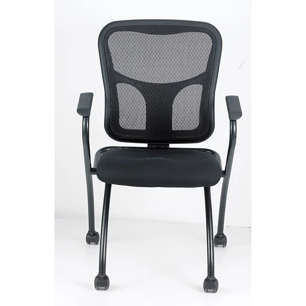 Raynor Eurotech Fabric Seat Flip Nesting Chair, With Arm, Black, 2/Carton