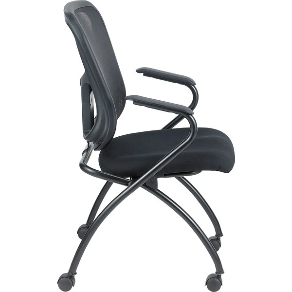 Raynor Eurotech Fabric Seat Flip Nesting Chair, With Arm, Black, 2/Carton - Image 2