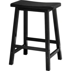 Winsome 24" Wood Saddle Seat Stool, Black