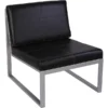 Alera® Reception Lounge Series Chair, Armless, Leather Cube Chair, Black
