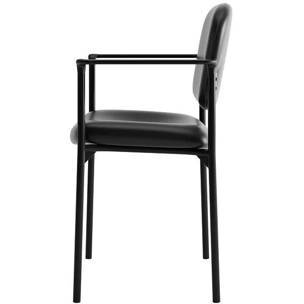 HON Scatter Stacking Guest Chair, Fixed Arms, Black SofThread Leather NEXT2018 NEXT2Day - Image 7