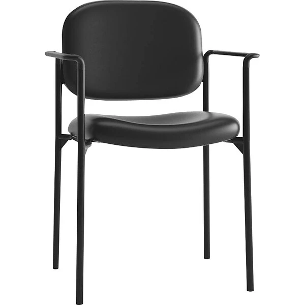 HON Scatter Stacking Guest Chair, Fixed Arms, Black SofThread Leather NEXT2018 NEXT2Day - Image 4