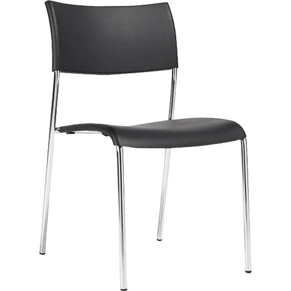 Global Offices To Go® Armless Stack Chair, Plastic, Black, Seat: 16.5"Wx16"D, Back: 17.5"Wx14.5"H, 4/CT