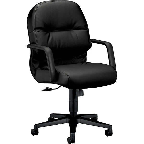 HON® 2090 Series Leather Executive Mid-Back Chair, Black - Image 4