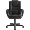 HON High-Back Executive Chair, Center-Tilt, Black Vinyl, Contrast Stitching, Fixed Arms (BSXVL131EN11)