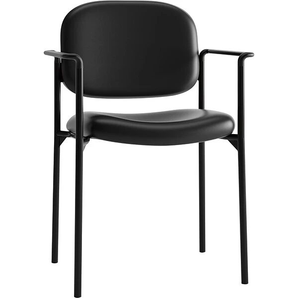 HON Scatter Stacking Guest Chair, Fixed Arms, Black SofThread Leather NEXT2018 NEXT2Day - Image 8