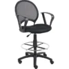 Boss® Mesh Drafting Stool W/ Loop Arms; Black