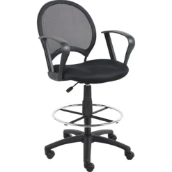 Boss® Mesh Drafting Stool W/ Loop Arms; Black