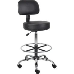 Boss® CareSoft Medical/Drafting Stool With Back Cushion; Black