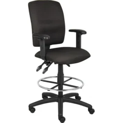 Boss® Multi-Function Fabric Drafting Stool W/ Adjustable Arm; Black
