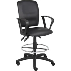 Boss® Multi-Function LeatherPlus Drafting Stool W/ Loop Arms