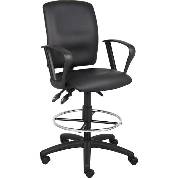 Boss® Multi-Function LeatherPlus Drafting Stool W/ Loop Arms