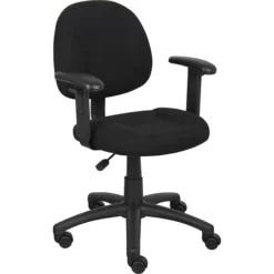 Boss Perfect Posture Deluxe Office Task Chair With Adjustable Arms, Black (B316-BK)