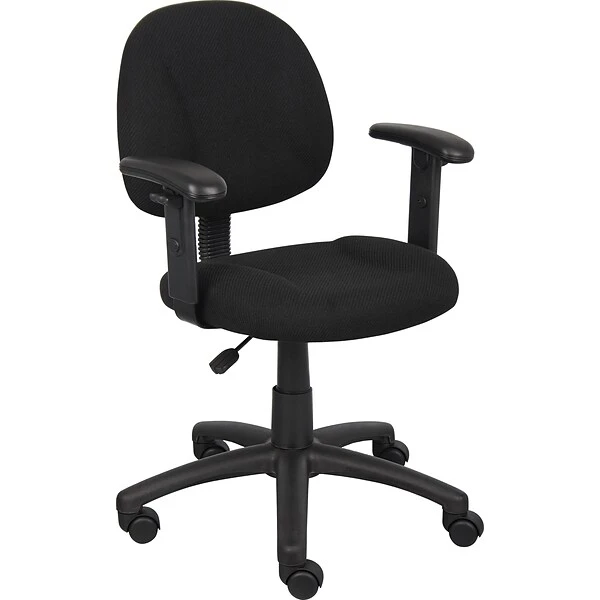 Boss Perfect Posture Deluxe Office Task Chair With Adjustable Arms, Black (B316-BK)