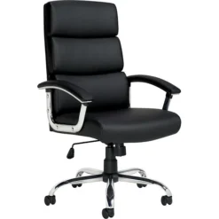 Offices To Go® Executive Chair, Luxhide Upholstery, Black, Seat: 21"W X 18"D, Back: 24"H X 19 1/2"W