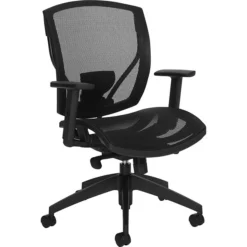Global Offices To Go Synchro-Tilter Task Chair, Mesh, Black (TDOTG11310B)