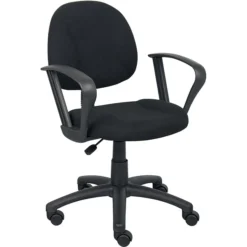 Boss Perfect Posture Deluxe Office Task Chair With Loop Arms, Black (B317-BK)