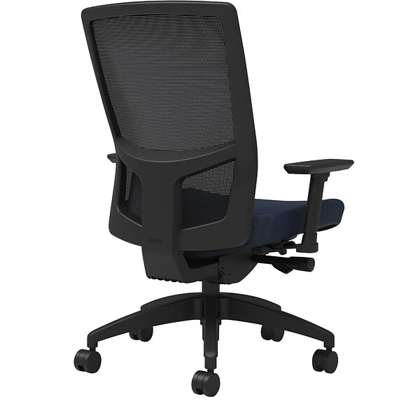 Union & Scale Workplace2.0™ Fabric Task Chair, Navy, Integrated Lumbar, 2D Arms, Advanced Synchro Tilt