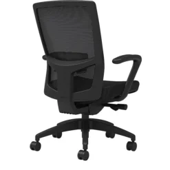 Union & Scale Workplace2.0™ Fabric Task Chair, Black, Adjustable Lumbar, Fixed Arms, Advanced Synchro Tilt
