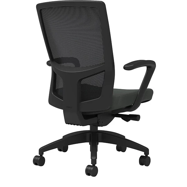 Union & Scale Workplace2.0™ Fabric Task Chair, Iron Ore, Integrated Lumbar, Fixed Arms, Advanced Synchro Tilt