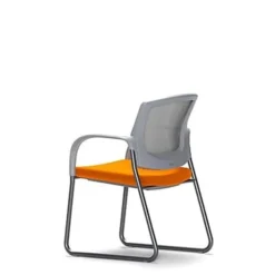 Union & Scale Workplace2.0™ Fabric And Mesh Guest Chair, Apricot, Integrated Lumbar, Fixed Arms