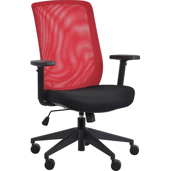 Gene High Back Task Chair, Black Fabric Seat With Red Mesh Back