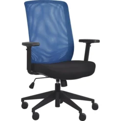 Gene High Back Task Chair, Black Fabric Seat With Blue Mesh Back
