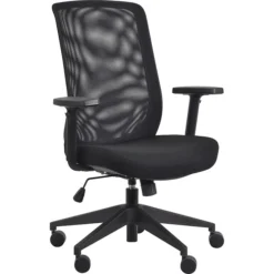 Gene High Back Task Chair, Black Fabric Seat With Black Mesh Back