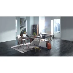 Union & Scale™ MidMod Fabric Manager Chair, Cream (UN56982)