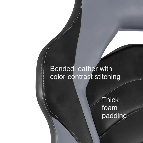 Quill Brand® Luxura Faux Leather Racing Gaming Chair, Black And Gray (52503) - Image 8