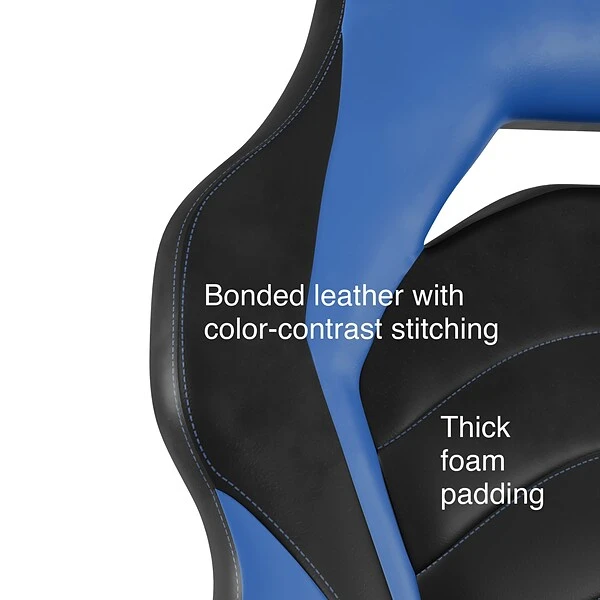 Quill Brand® Luxura Faux Leather Racing Gaming Chair, Black And Blue (51464-CC) - Image 8