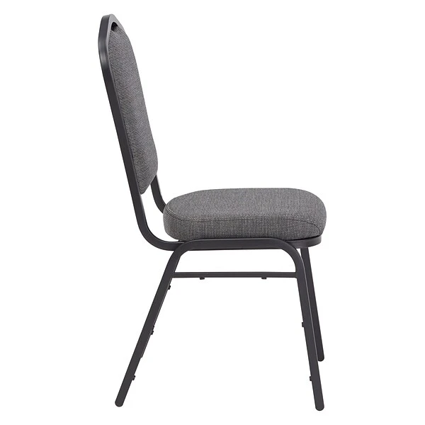 NPS 9300 Series Deluxe Fabric Upholstered Stack Chair, Natural Graystone/Black Sandtex, 4 Pack (9362-BT/4) - Image 4