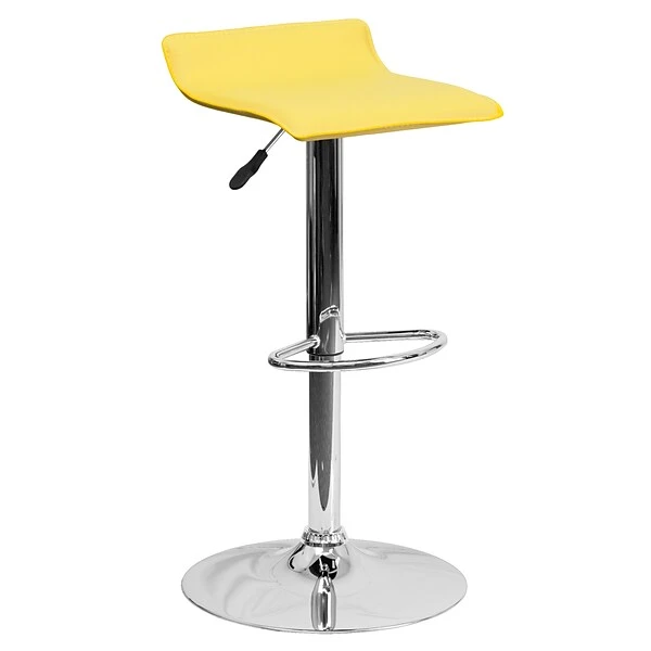 Flash Furniture 15" X 15" Vinyl Adjustable Height Bar Stool W/Chrome Base, Yellow - Image 5