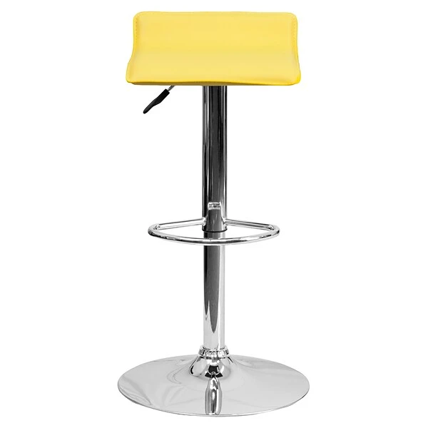 Flash Furniture 15" X 15" Vinyl Adjustable Height Bar Stool W/Chrome Base, Yellow - Image 7