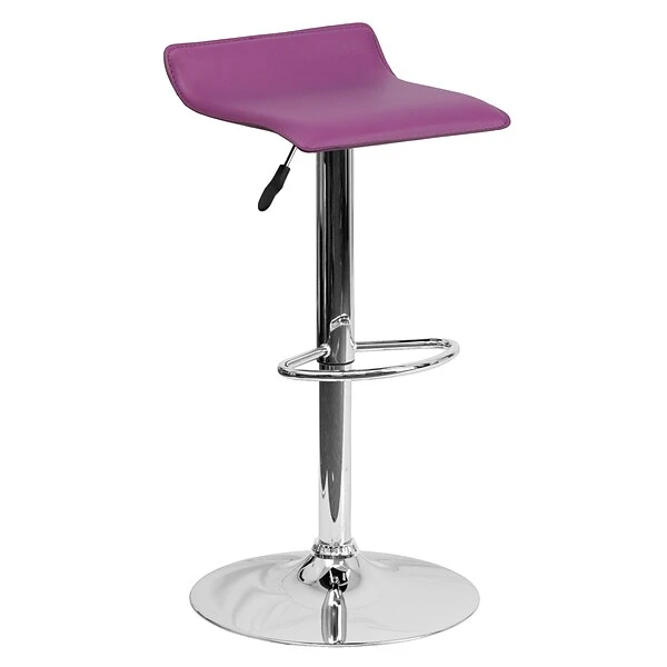 Flash Furniture 15" X 15" Vinyl Adjustable Height Bar Stool W/Chrome Base, Purple - Image 5