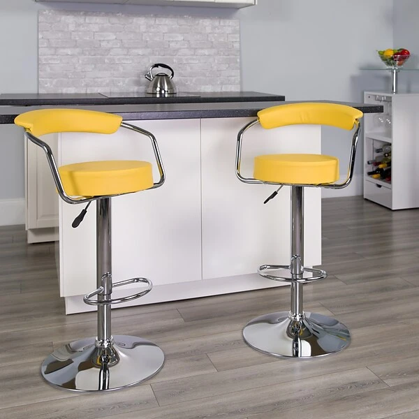 Flash Furniture 19 1/2" X 19 1/2" Vinyl Adjustable Height Bar Stool, Yellow