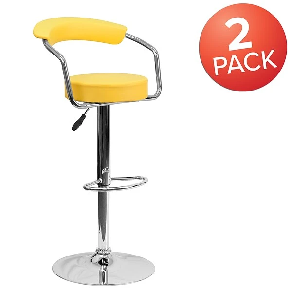 Flash Furniture 19 1/2" X 19 1/2" Vinyl Adjustable Height Bar Stool, Yellow - Image 2