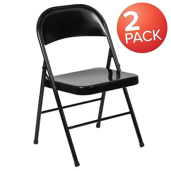 Flash Furniture HERCULES Series Metal Folding Chair, Black, 2/Pack (2BDF002BK) - Image 2