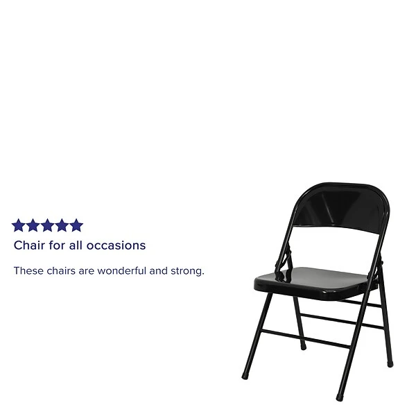 Flash Furniture HERCULES Series Metal Folding Chair, Black, 2/Pack (2BDF002BK) - Image 4
