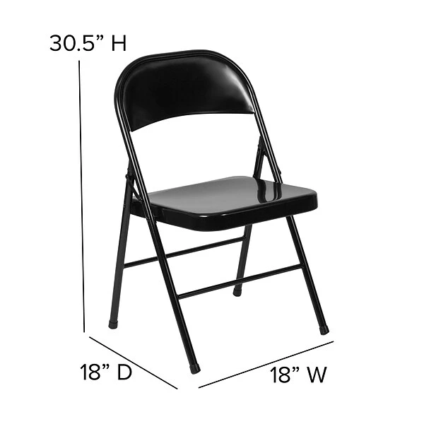 Flash Furniture HERCULES Series Metal Folding Chair, Black, 2/Pack (2BDF002BK) - Image 6